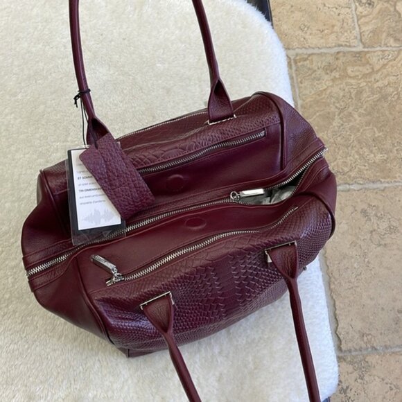 Celine Dion Elegy Snake Embossed Large Leather Satchel - Picture 9 of 13